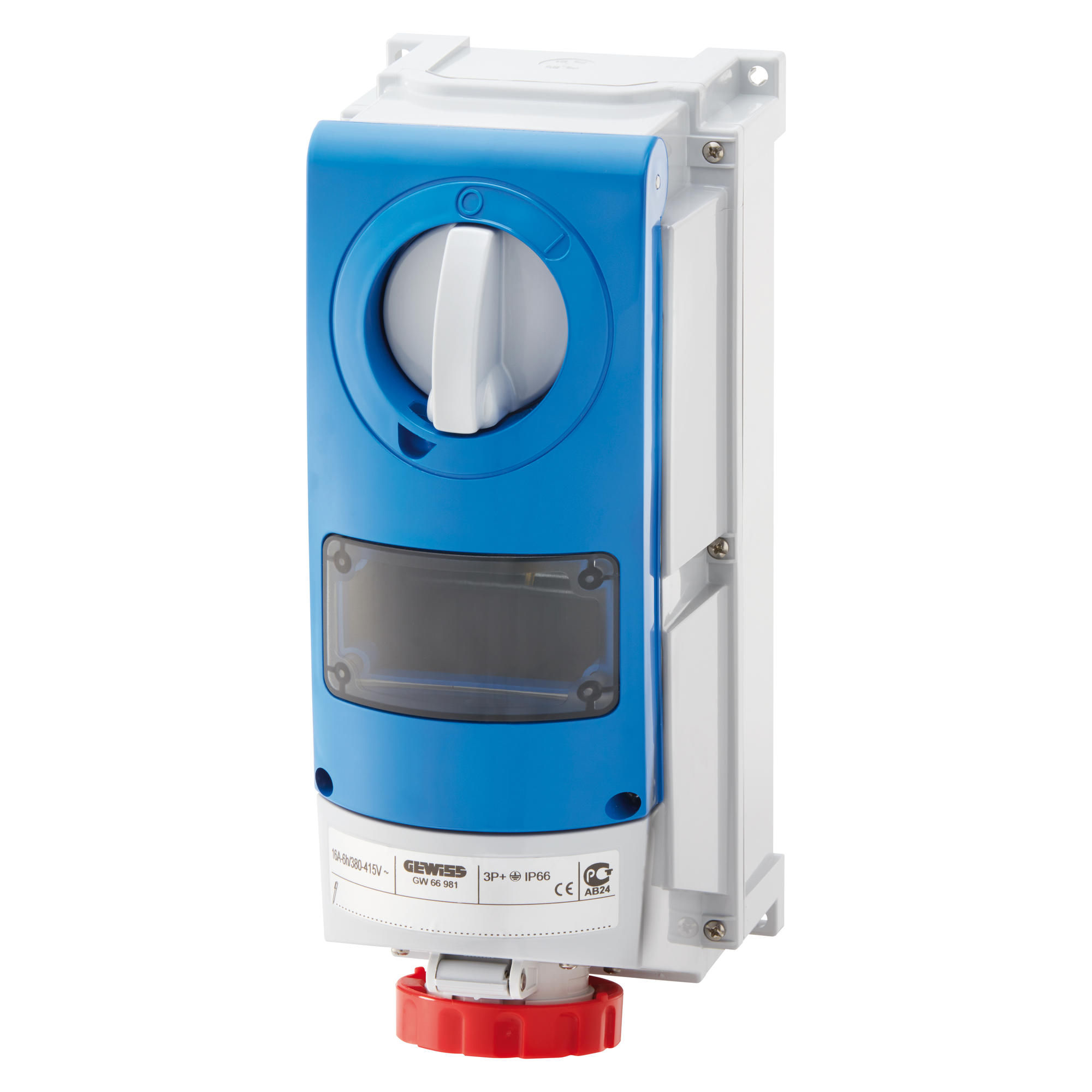 GW66874 - 63A 5P 380V SWITCED SOCKET + 6M  DIN IP66