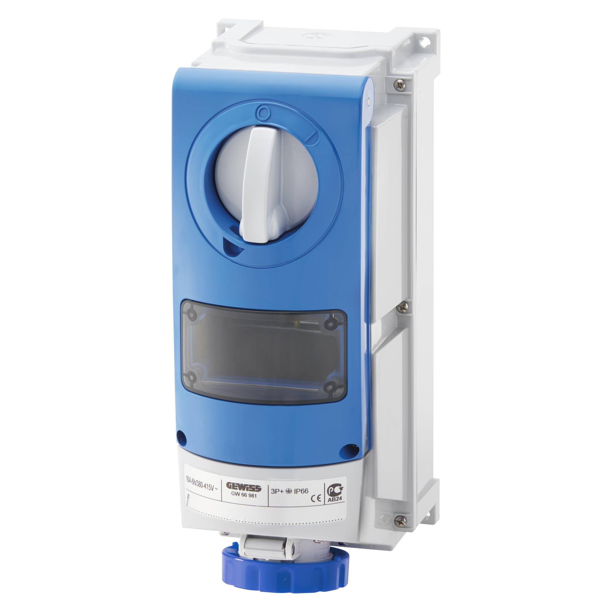 GW66988 - 32A 3P 220V Switched Socket + 6 Mod IP66