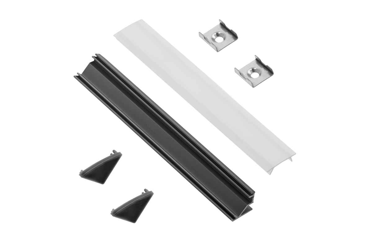 PA-ZGLAXNKKTOMZ-20M GTV 2m 45deg Black proflle & Clips/Blanks
