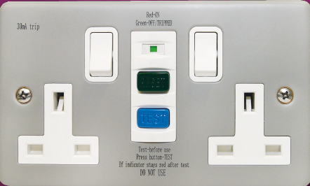 S132RCDM Niglon Metal Clad 13A 2 Gang Switched Socket RCD protected (Latching)