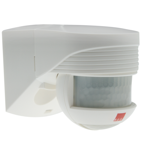 91002 Beg White outdoor motion detector with a 200° detection angle